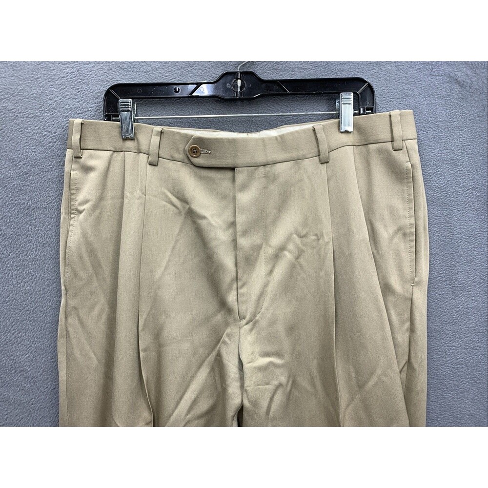 Brooks Brothers Mens Dress Pants Pleated Cuffed Beige Dry Clean Only Size 36X30 - Picture 7 of 16
